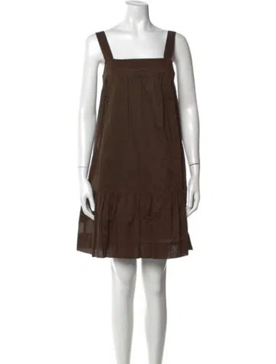 Pre-owned Vince Square Neckline Mini Dress In Brown