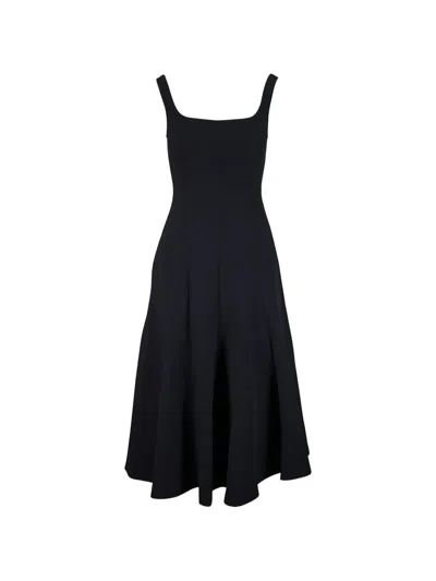 Vince Square-neck Panelled Midi Dress In Blue