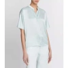 Vince Short-sleeve Dolman Button-front Silk Blouse