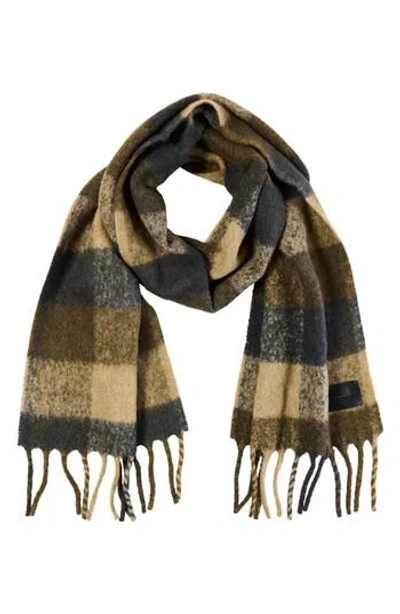 Vince Stafford Plaid Brushed Scarf In Black/espresso