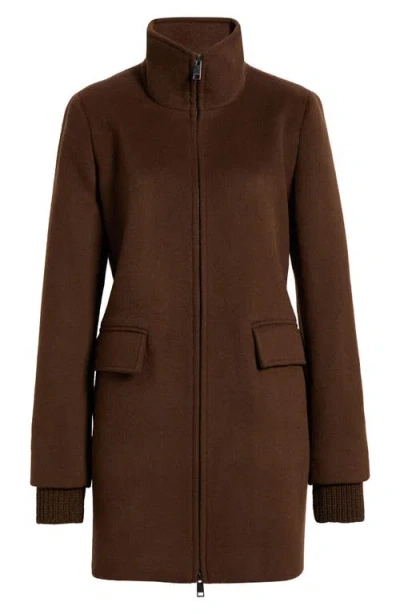 Vince Stand Collar Wool & Cashmere Blend Coat In Brown