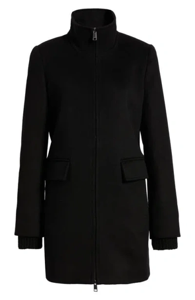 Vince Stand Collar Wool & Cashmere Blend Coat In Black