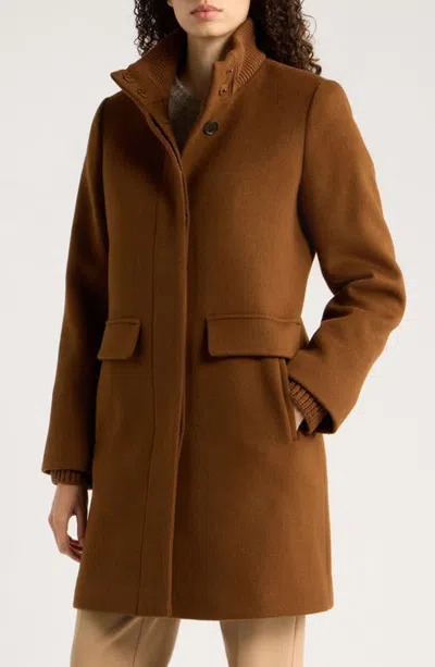 Vince Stand Collar Wool & Cashmere Blend Coat In Brown