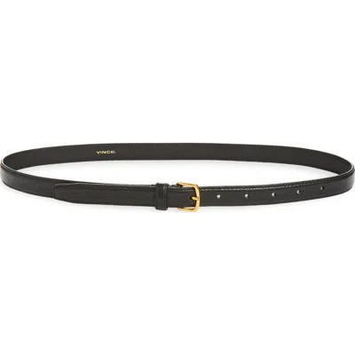 Vince Stitched Feathered Edge Belt In Black