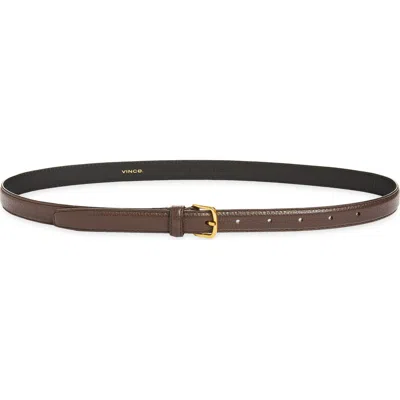 Vince Stitched Feathered Edge Belt In Brown