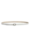 Vince Stitched Glazed Lizard Texture Belt In White