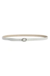 Vince Stitched Glazed Lizard Texture Belt In White
