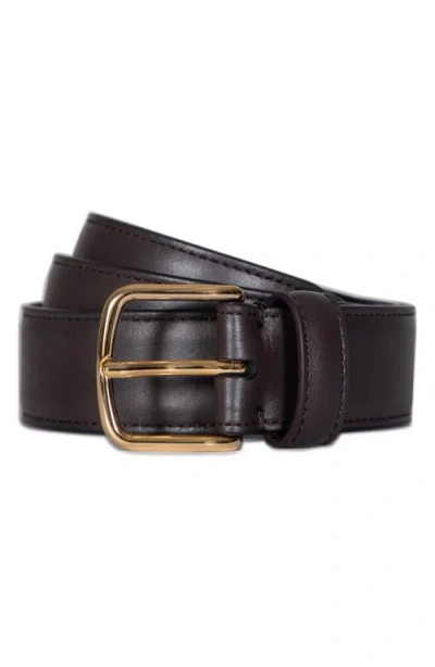 Vince Stitched Leather Belt In White