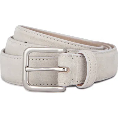 Vince Stitched Suede Belt In White