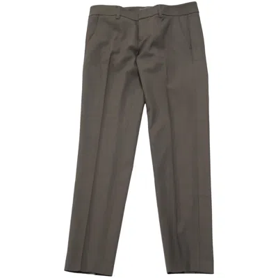 Vince Straight Cut Trousers In Brown Wool In Black
