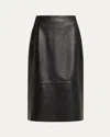Vince Straight Leather Skirt In Black
