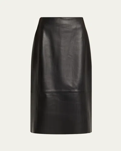 Vince Straight Leather Skirt In Black