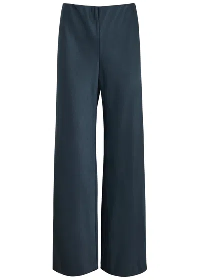 Vince Straight-leg Satin Trousers In Dark Blue
