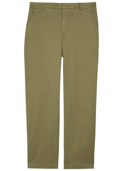 Vince Straight-leg Stretch-cotton Trousers In Brown