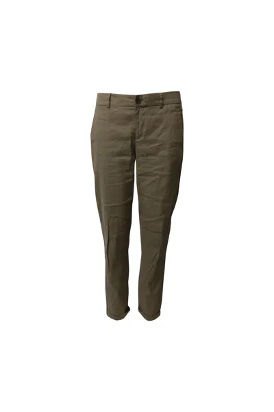 Vince Straight Leg Trousers In Tan Linen Blend In Brown