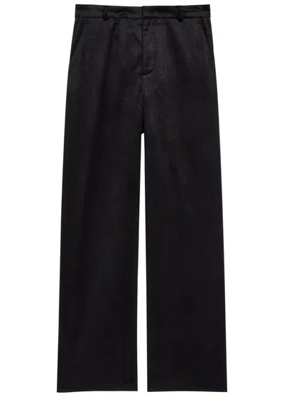 Vince Straight-leg Velvet Corduroy Trousers In Black