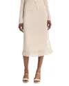 Vince Double Side-slit Straight Layered Skirt In Dark Ivory