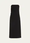 Vince Ruched Strapless Midi Dress In Black