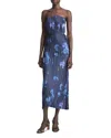 Vince Poppy Blur Crushed Column Dress In Midnight In Blue