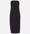 Vince Ruched Strapless Midi Dress In Black