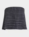 Vince Trellis Plaid Strapless Top In Blackcream