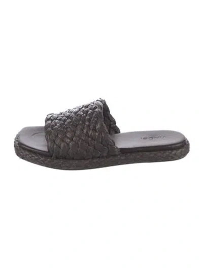 Pre-owned Vince Straw Braided Accents Slides In Brown