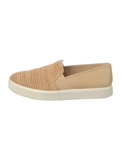 Pre-owned Vince Straw Colorblock Pattern Loafers In Neutral