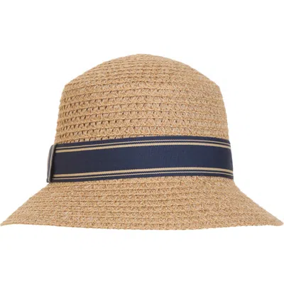 Vince Straw Open Weave Cloche In Orange