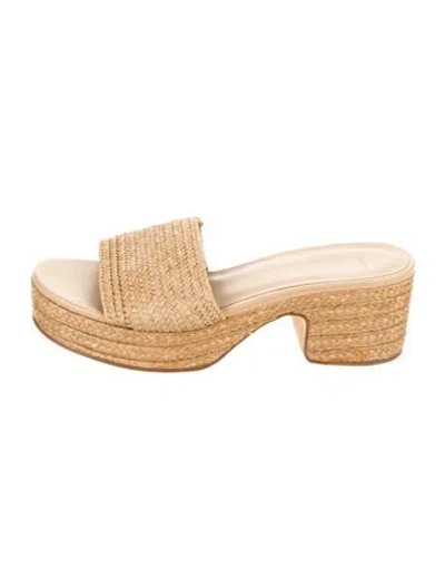 Pre-owned Vince Straw Slides In Neutral