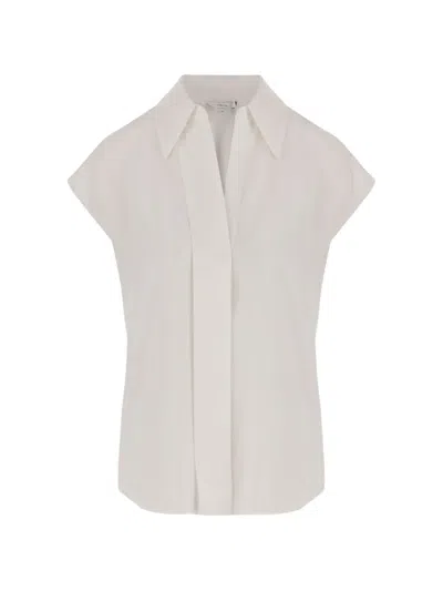 Vince Cap-sleeve Silk Blouse In White