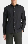 Vince Stretch Cotton Blend Button-up Shirt In Black