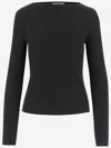 Vince Ribbed Long-sleeve High-neck Top In Black