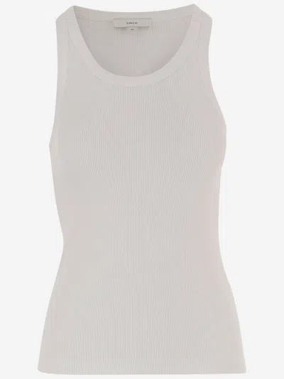 Vince Stretch Cotton Blend Tank Top In Gray
