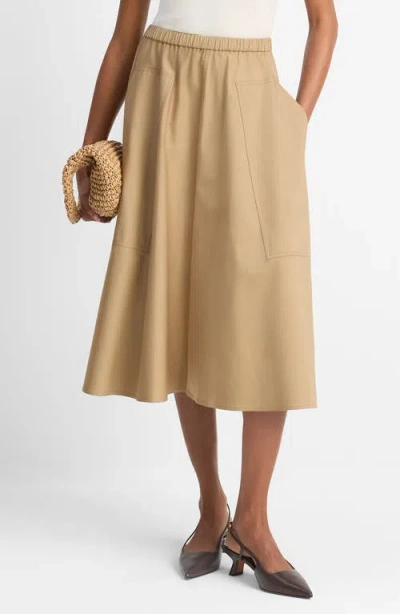VINCE VINCE STRETCH COTTON MIDI SKIRT