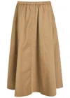 Vince Womens Dk Barley High-waist Flared Stretch-cotton Midi Skirt In Sand
