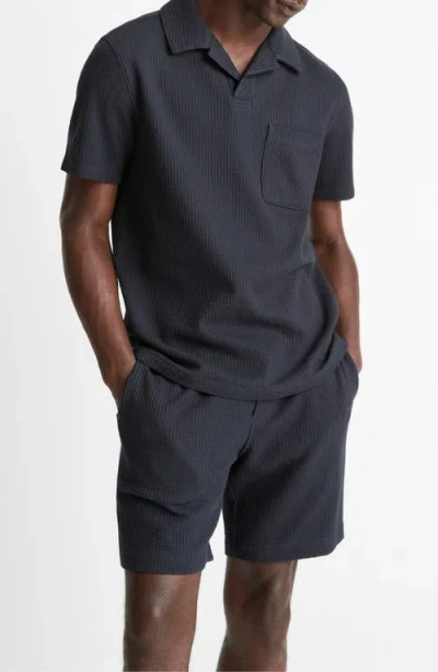 VINCE VINCE STRETCH COTTON SEERSUCKER JOHNNY COLLAR POLO