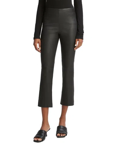 VINCE STRETCH LEATHER CROPPED FLARE PANT