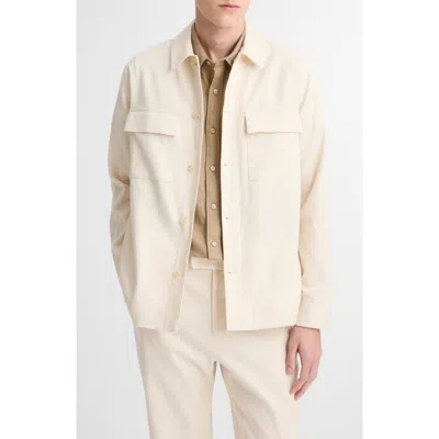 Vince Stretch Linen & Cotton Chore Coat In Neutral