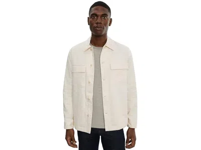 Vince Stretch Linen Chore Coat In Brown