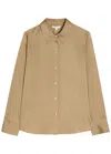 Vince Stretch Silk-blend Shirt In Brown