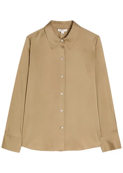 Vince Stretch Silk-blend Shirt In Sand