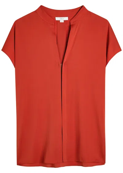 Vince Stretch-silk Blouse In Red