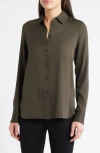 Vince Slim Fitted Silk-blend Blouse In Vine