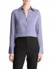 Vince Stretch-silk Button-front Blouse In Mauve Iris In Multi