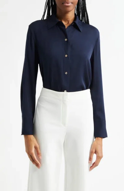 VINCE VINCE STRETCH SILK BUTTON-UP SHIRT