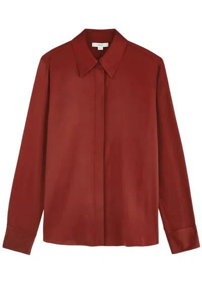 Vince Stretch-silk Satin Shirt In Red