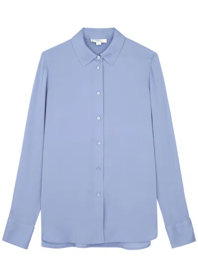 Vince Stretch-silk Shirt In Blue