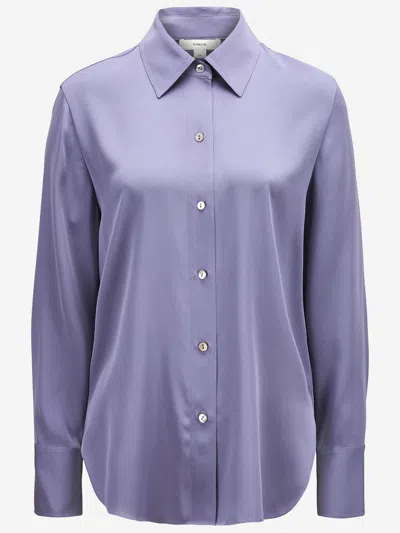 Vince Stretch Silk Shirt In Purple