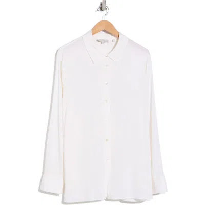 Vince Stretch Silk Slim Blouse In Optic White