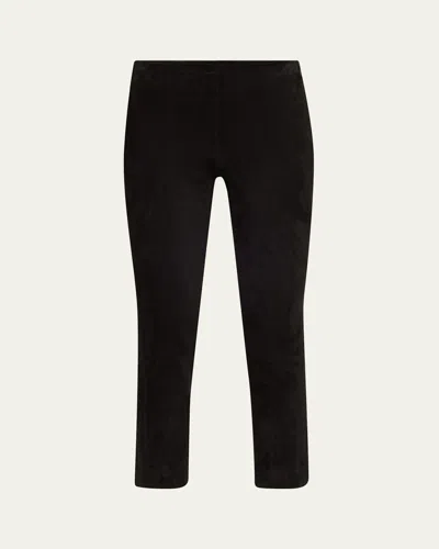 Vince Stretch-suede Split Hem Crop Pants